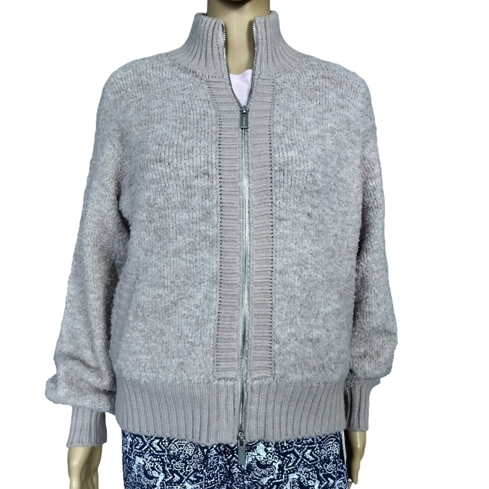 Astr Women's Cream Gold Turtle Neck Zip-Up Sweater Size XS NWT
